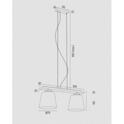 Argon 7151 - Lustr na lanku ARDEN 2xE27/15W/230V zlatá