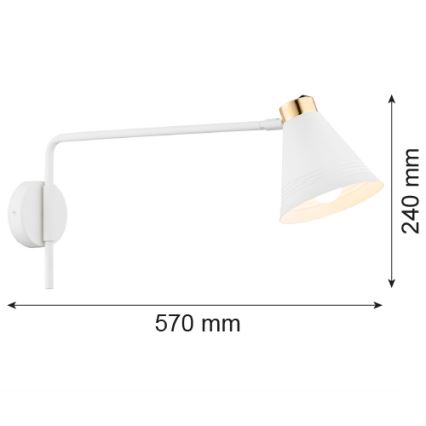 Argon 8007 - Nástěnná lampa AVALONE 1xE27/15W/230V 57 cm bílá/zlatá