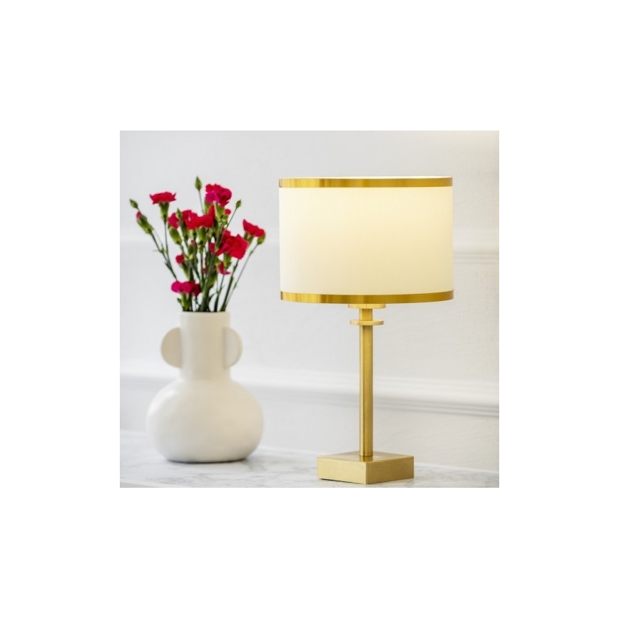 Argon 8029 - Stolní lampa ABBANO 1xE27/15W/230V mosaz/bílá