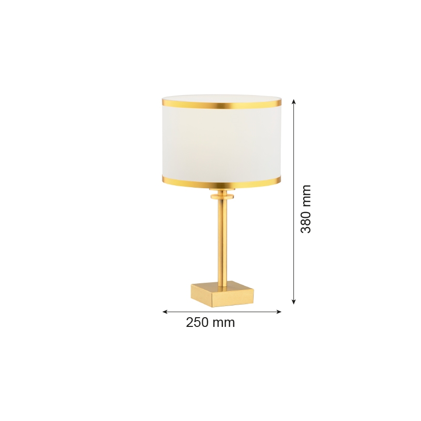 Argon 8029 - Stolní lampa ABBANO 1xE27/15W/230V mosaz/bílá