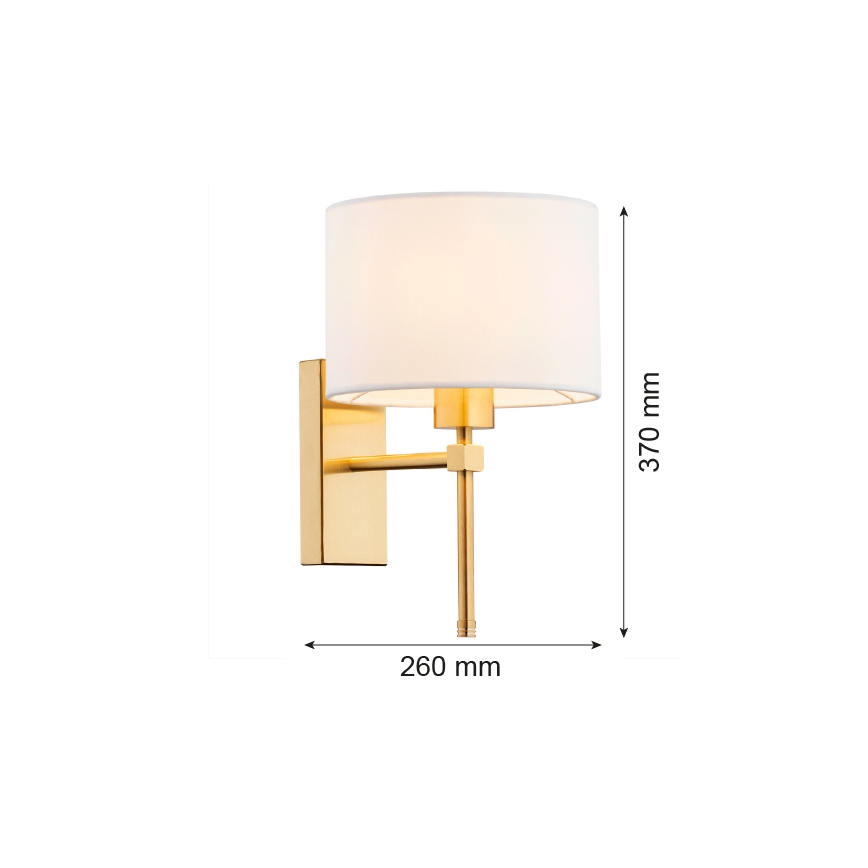 Argon 8048 - Nástěnná lampa ABBANO 1xE27/15W/230V mosaz/bílá