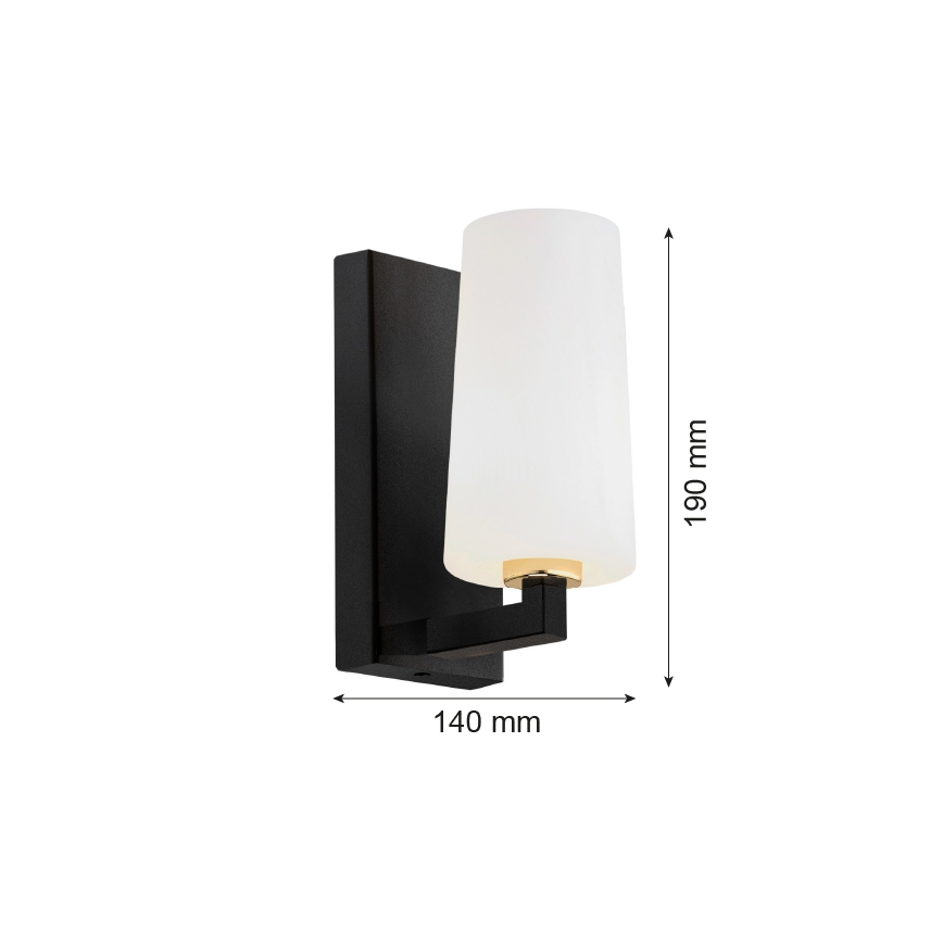 Argon 8056 - Nástěnná lampa CAMELOT PLUS 1xE27/15W/230V černá/bílá/zlatá