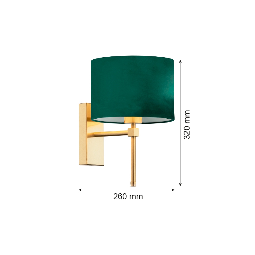 Argon 8107 - Nástěnná lampa ABBANO 1xE27/15W/230V mosaz/zelená