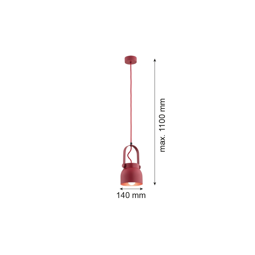 Argon 8292 - Lustr na lanku LOGAN 1xE27/15W/230V pr. 14 cm červená
