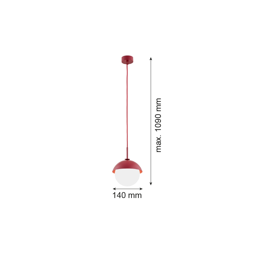 Argon 8296 - Lustr na lanku CAPPELLO 1xE27/15W/230V červená