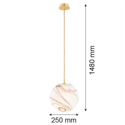Argon 8447 - Lustr na lanku ALMIROS 1xE27/15W/230V pr. 25 cm alabastr zlatá