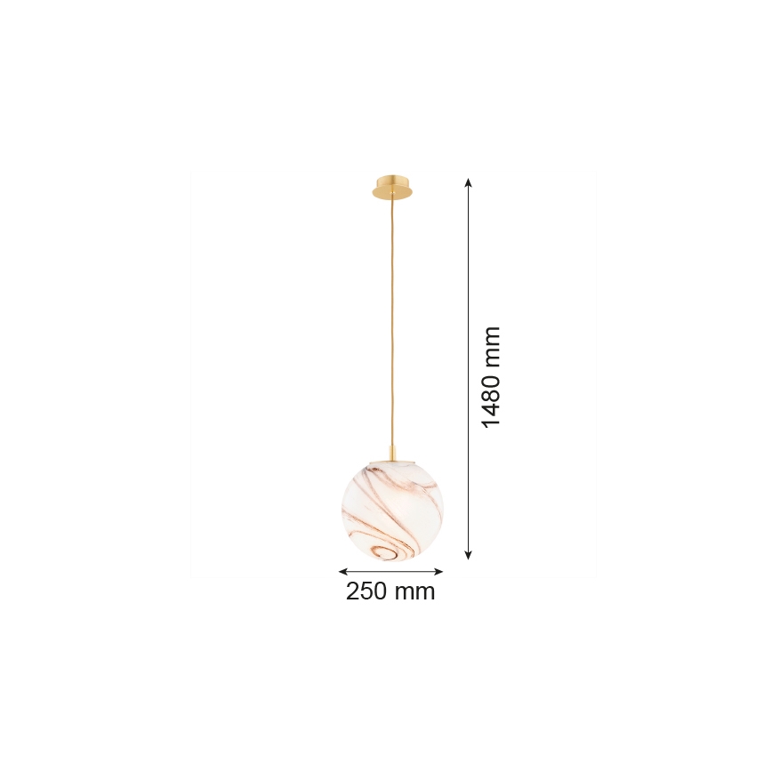 Argon 8447 - Lustr na lanku ALMIROS 1xE27/15W/230V pr. 25 cm alabastr zlatá