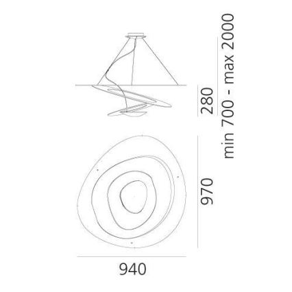 Artemide 1239010A - Lustr na lanku PIRCE 1xR7s/11W/230V 97 cm bílá
