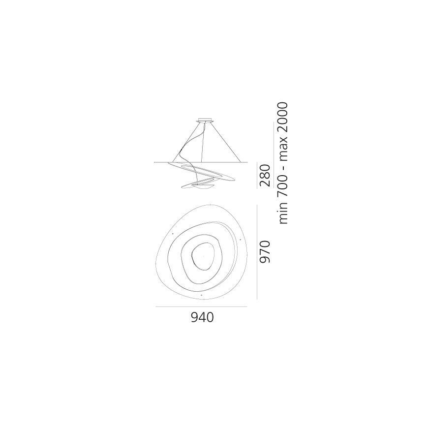 Artemide 1239010A - Lustr na lanku PIRCE 1xR7s/11W/230V 97 cm bílá