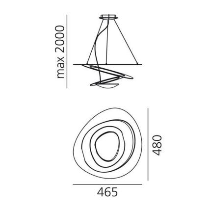 Artemide 1249020A - LED Stmívatelný lustr na lanku PIRCE LED/27W/230V 3000K zlatá