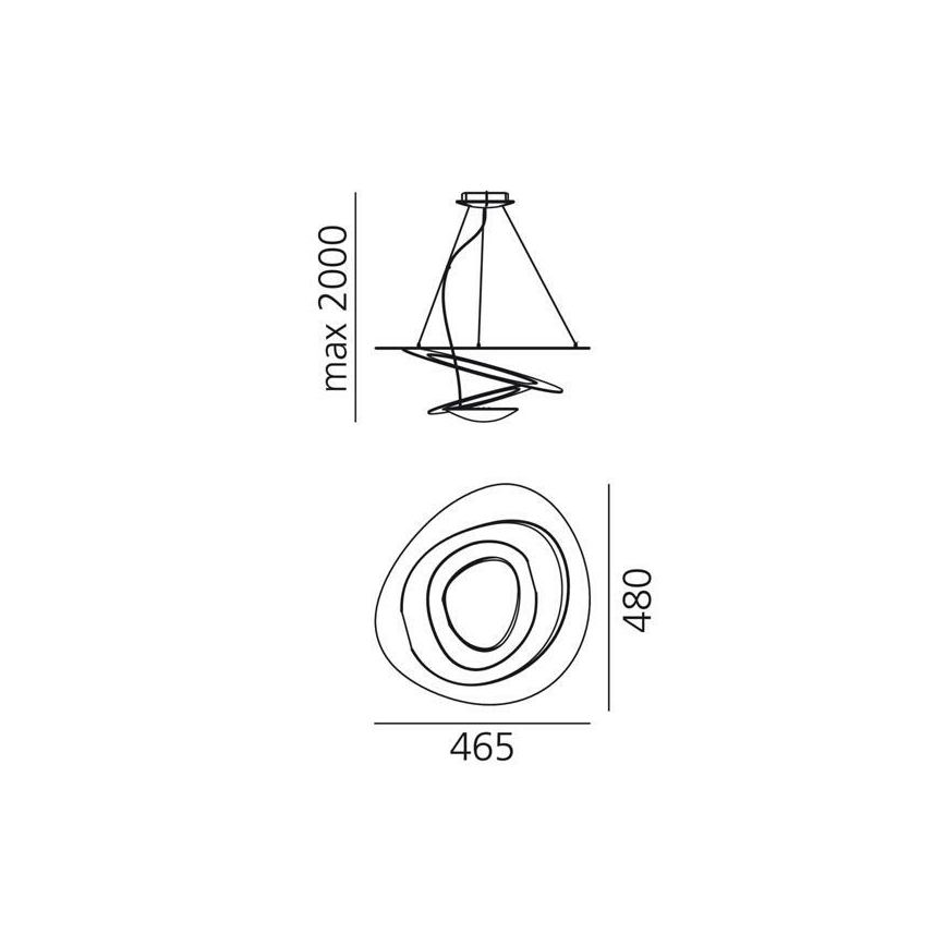 Artemide 1249020A - LED Stmívatelný lustr na lanku PIRCE LED/27W/230V 3000K zlatá