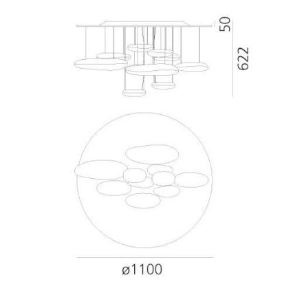 Artemide 1366110A - LED Stmívatelný přisazený lustr MERCURY LED/58W/230V 3000K
