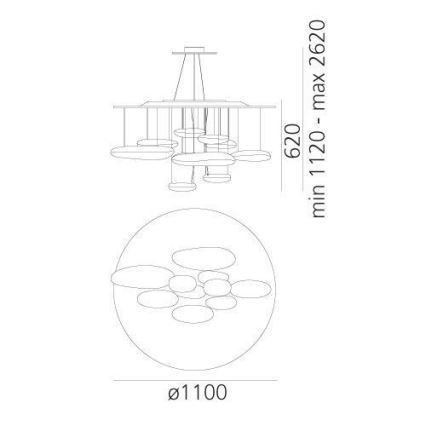 Artemide 1367110A - LED Stmívatelný lustr na lanku MERCURY LED/58W/230V 3000K