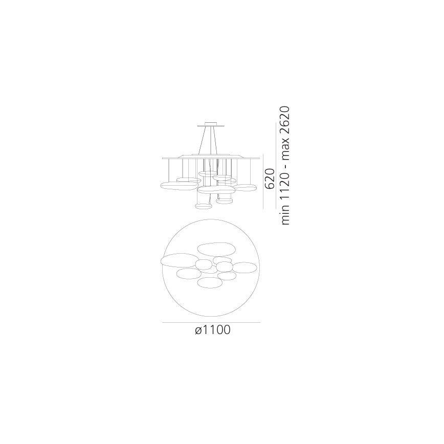 Artemide 1367110A - LED Stmívatelný lustr na lanku MERCURY LED/58W/230V 3000K