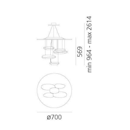 Artemide 1477110A - LED Stmívatelný lustr na lanku MERCURY LED/29W/230V 3000K