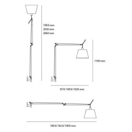 Artemide AR 0564010A+AR 0780030A+AR 0779010A KOMPLET - Stojací lampa TOLOMEO MEGA 1xE27/150W/230V