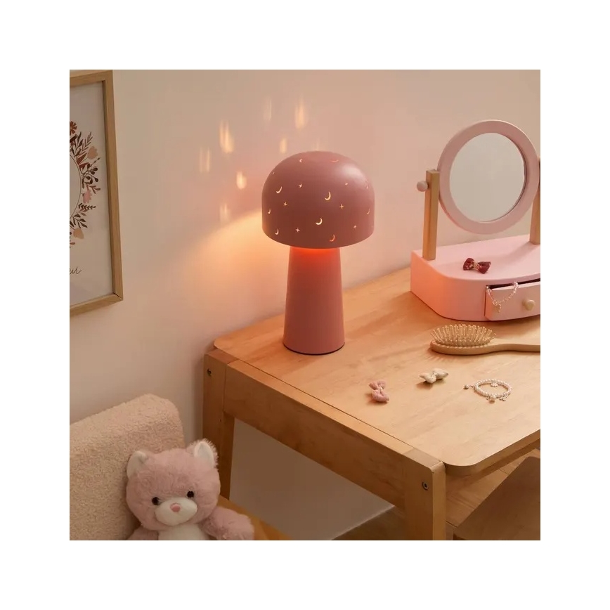 Atmosphera - Dětská stolní lampa STARRY MUSHROOM 1xE14/25W/230V růžová
