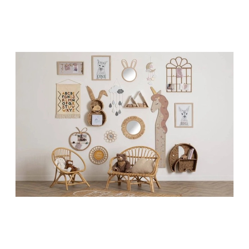 Atmosphera - Dětské nástěnné zrcadlo LION pr. 38 cm ratan/rafie