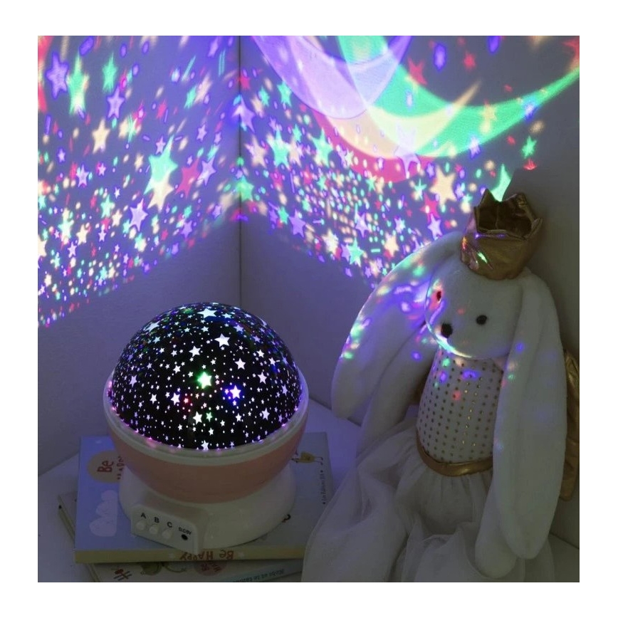 Atmosphera - LED Dětský projektor 3xAA růžová