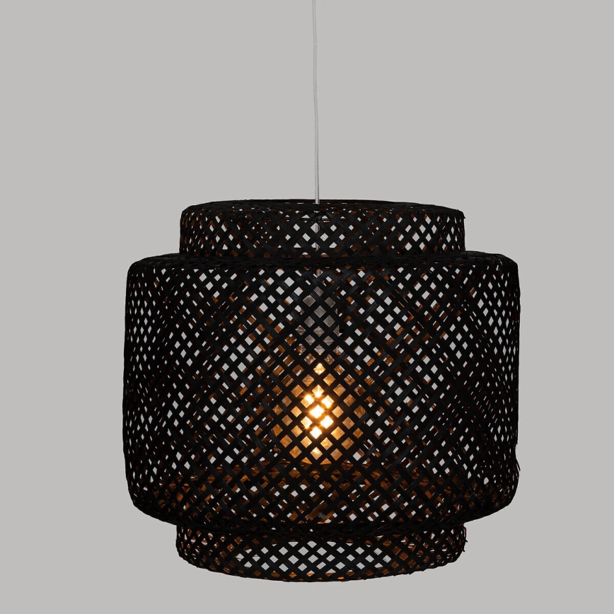 Atmosphera - Lustr na lanku LIBY 1xE27/40W/230V bambus/černá