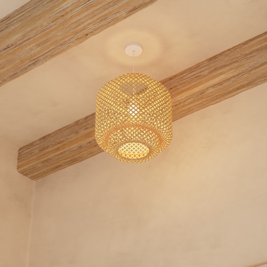 Atmosphera - Lustr na lanku LIBY 1xE27/40W/230V bambus