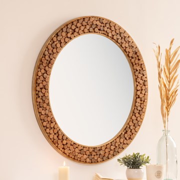Atmosphera - Nástěnné zrcadlo ANOKI pr. 99 cm eukalyptus