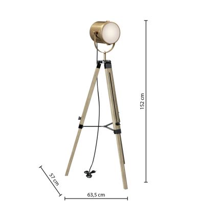Atmosphera - Stojací lampa EBOR 1xE27/25W/230V borovice/mosaz
