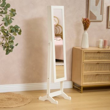Atmosphera - Stojací zrcadlo se šperkovnicí KRISTIN 146,8x37 cm bílá