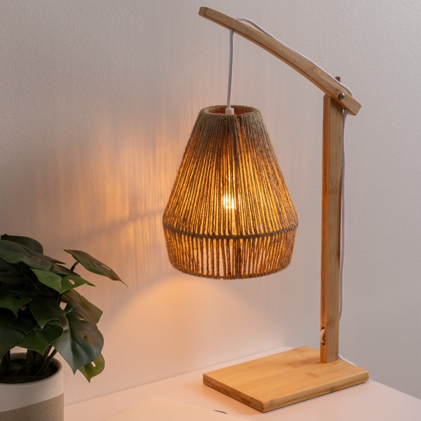 Atmosphera - Stolní lampa KARLA 1xE27/40W/230V bambus/konopí