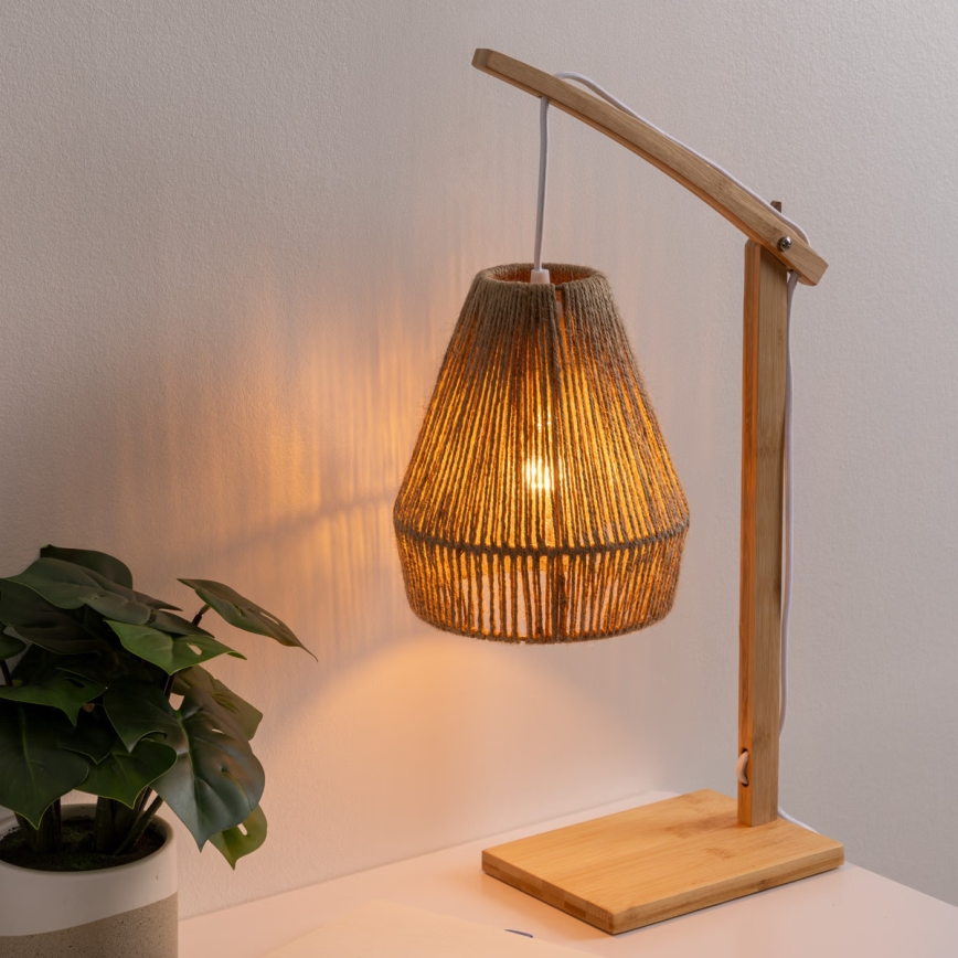 Atmosphera - Stolní lampa KARLA 1xE27/40W/230V bambus/konopí