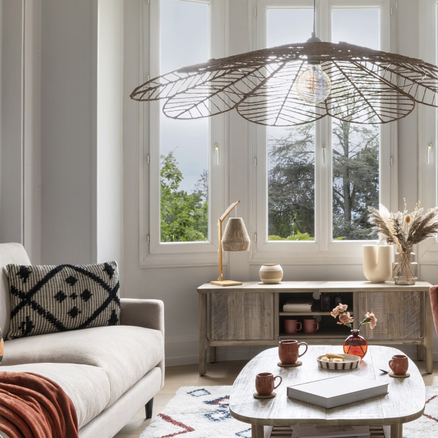 Atmosphera - Stolní lampa KARLA 1xE27/40W/230V bambus/konopí