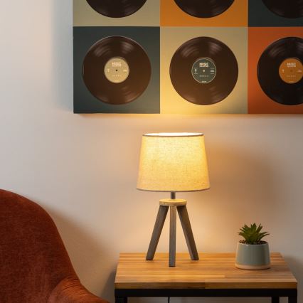 Atmosphera - Stolní lampa MINI 1xE14/25W/230V borovice/béžová