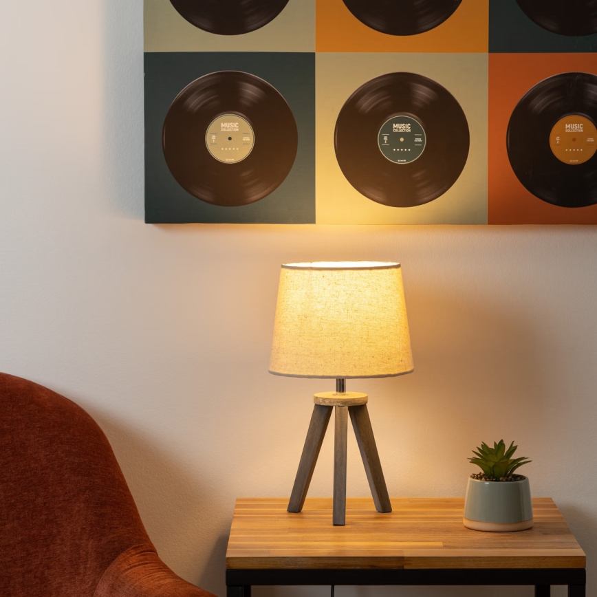 Atmosphera - Stolní lampa MINI 1xE14/25W/230V borovice/béžová