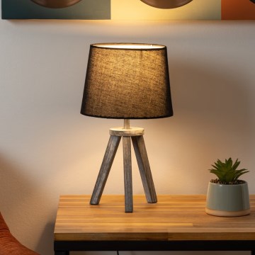 Atmosphera - Stolní lampa MINI 1xE14/25W/230V borovice/černá