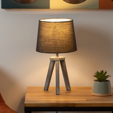 Atmosphera - Stolní lampa MINI 1xE14/25W/230V borovice/šedá