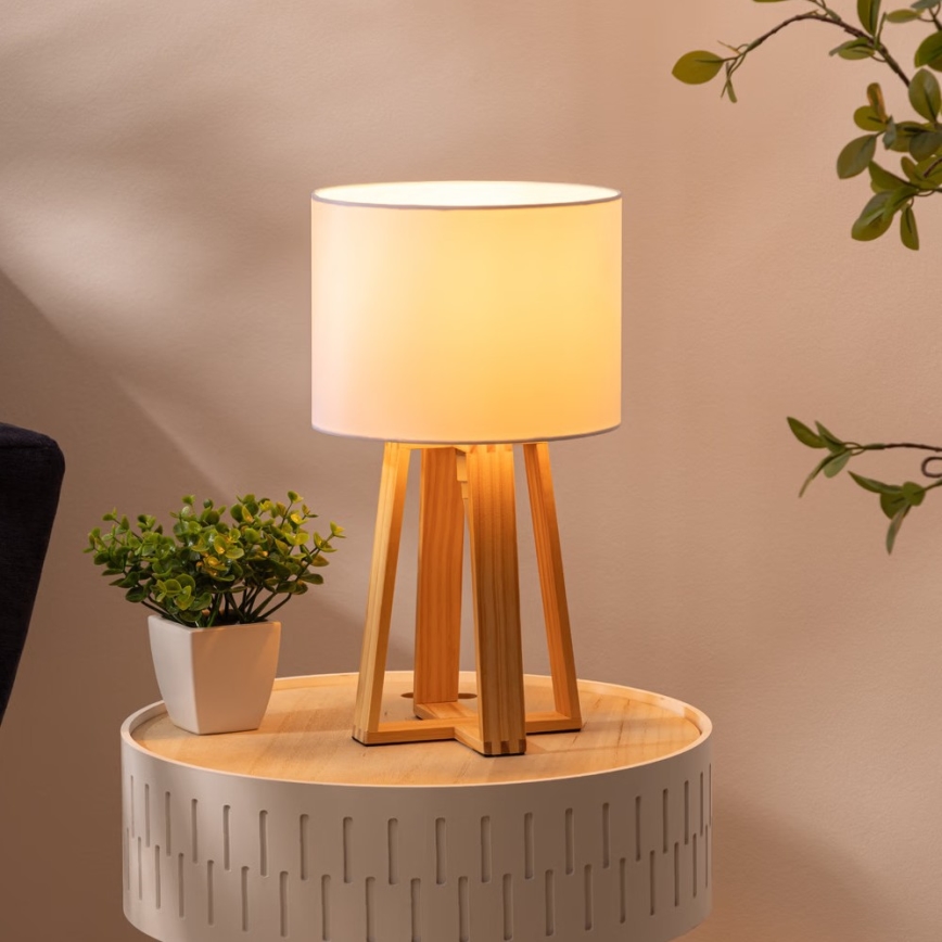 Atmosphera - Stolní lampa MOLU 1xE27/25W/230V borovice/bílá