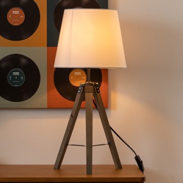 Atmosphera - Stolní lampa RUNO 1xE27/25W/230V dřevo/bílá