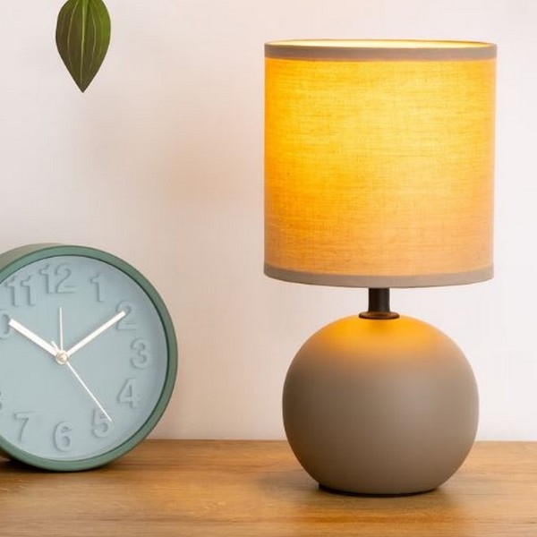 Atmosphera - Stolní lampa TIMÉO 1xE14/60W/230V taupe/krémová