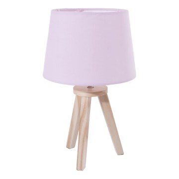 Atmosphera - Stolní lampa TRIPOD 1xE14/40W/230V borovice/růžová