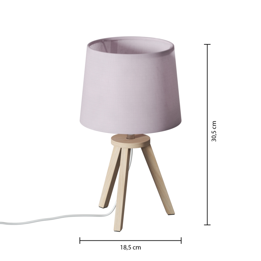Atmosphera - Stolní lampa TRIPOD 1xE14/40W/230V borovice/růžová