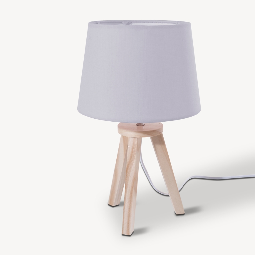 Atmosphera - Stolní lampa TRIPOD 1xE14/40W/230V borovice/šedá