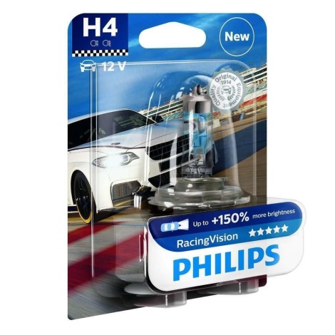 Autožárovka Philips RACING VISION 12342RVB1 H4 P43t-38/55W/12V 3500K