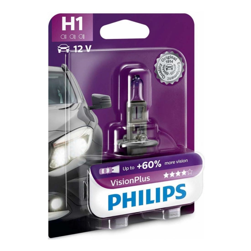 Autožárovka Philips VISION PLUS 12258VPB1 H1 P14,5s/55W/12V 3250K