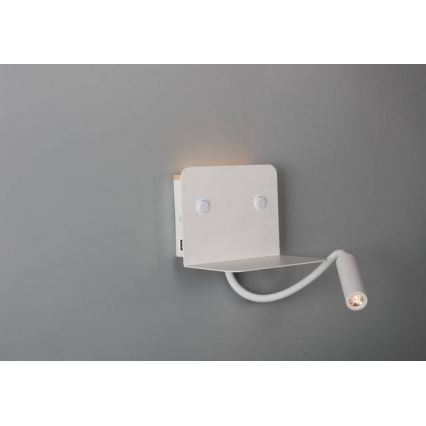 Azzardo AZ4417 - LED Flexibilní lampička s poličkou VERA 1xLED/5W/230V + 1xLED/6W bílá