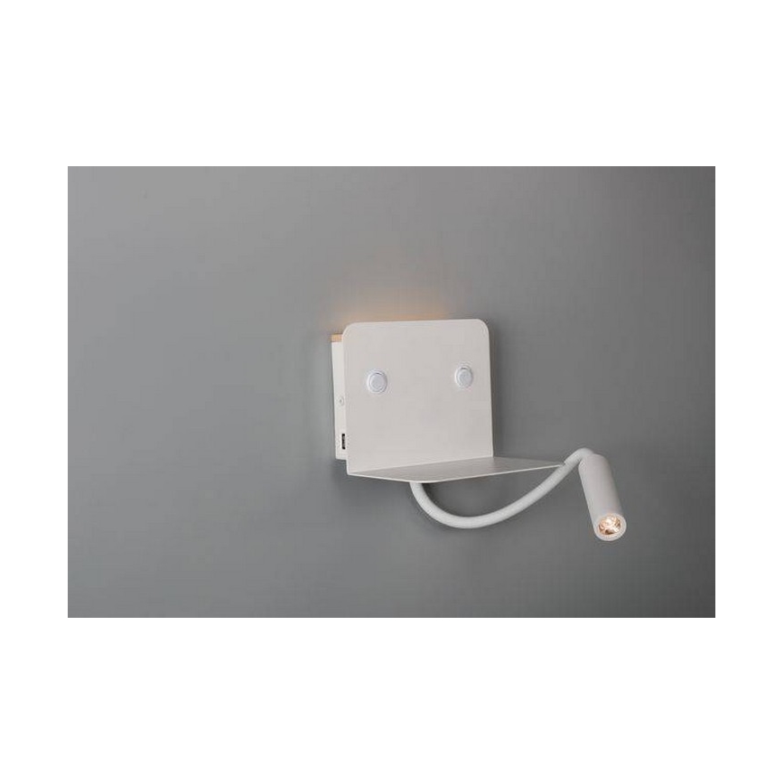 Azzardo AZ4417 - LED Flexibilní lampička s poličkou VERA 1xLED/5W/230V + 1xLED/6W bílá