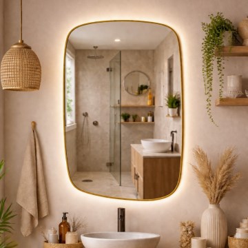 Baltica Design - LED Koupelnové nástěnné zrcadlo s podsvícením STONE CALM LED/15W/230V 4500K 90x60 cm IP65 zlatá