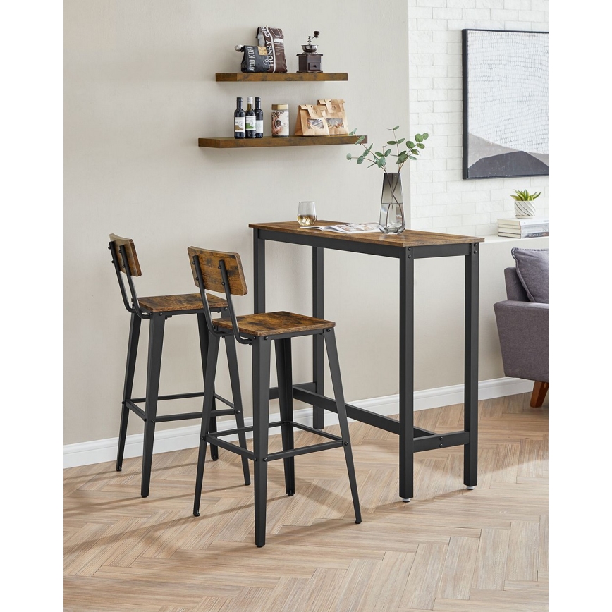 Barová židle AVEN 2 ks hnědá/černá