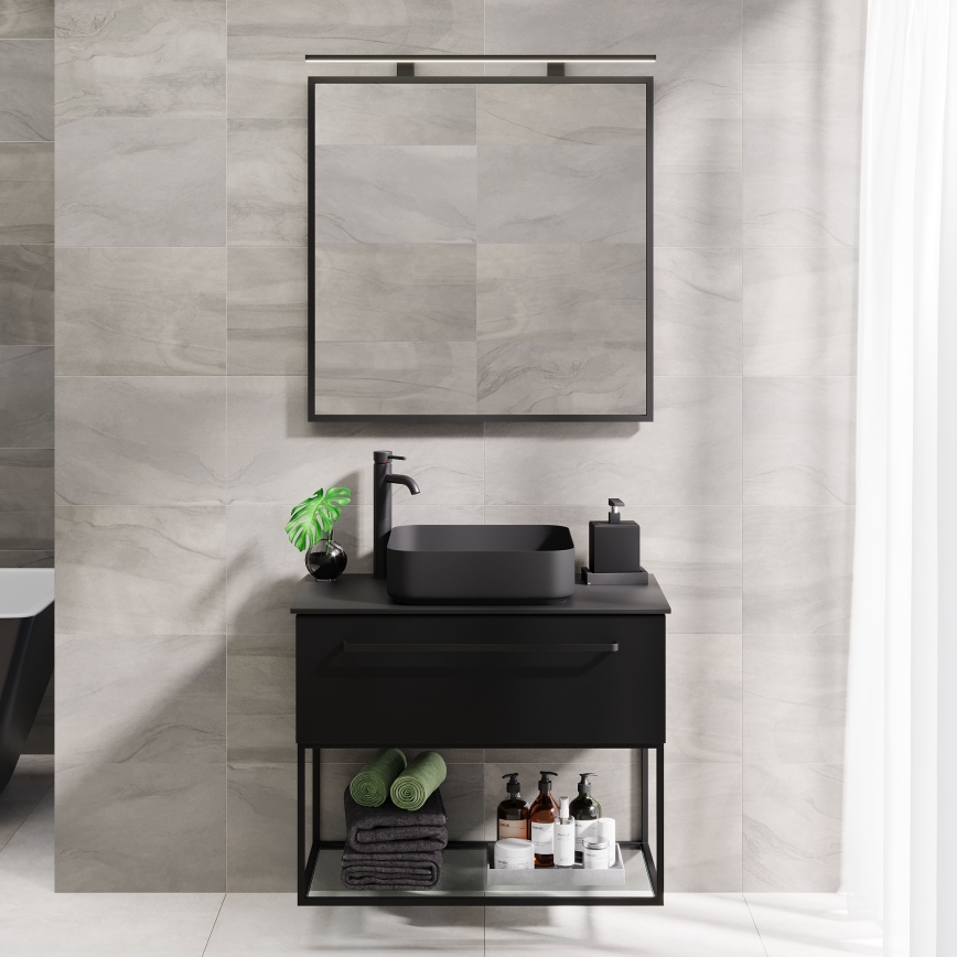 BATH DELUXE 01-080-05-02-00 - Koupelnové zrcadlo BORGSTED 80x80 cm černá