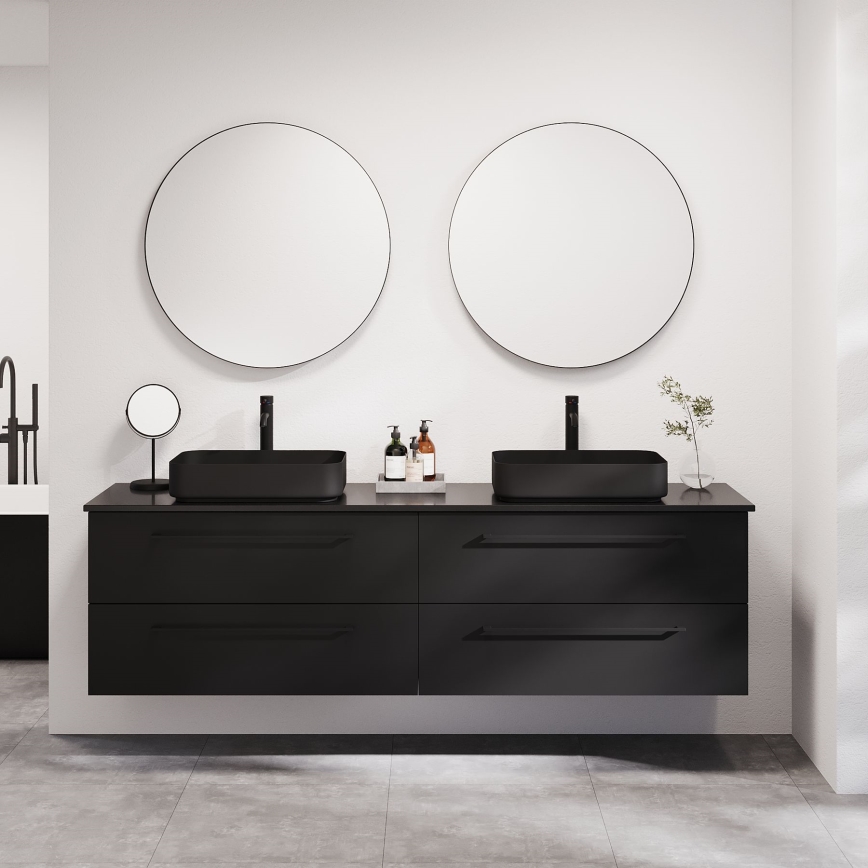 BATH DELUXE 01-080-09-02-00 - Koupelnové zrcadlo BORGSTED pr. 80 cm černá