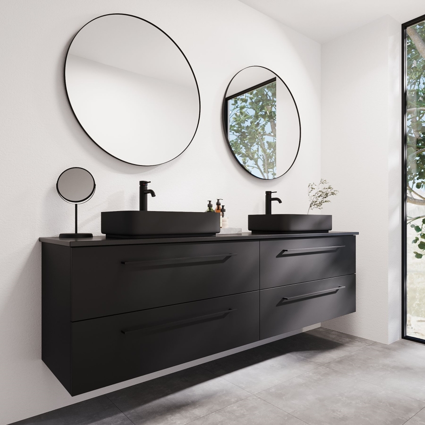 BATH DELUXE 01-080-09-02-00 - Koupelnové zrcadlo BORGSTED pr. 80 cm černá